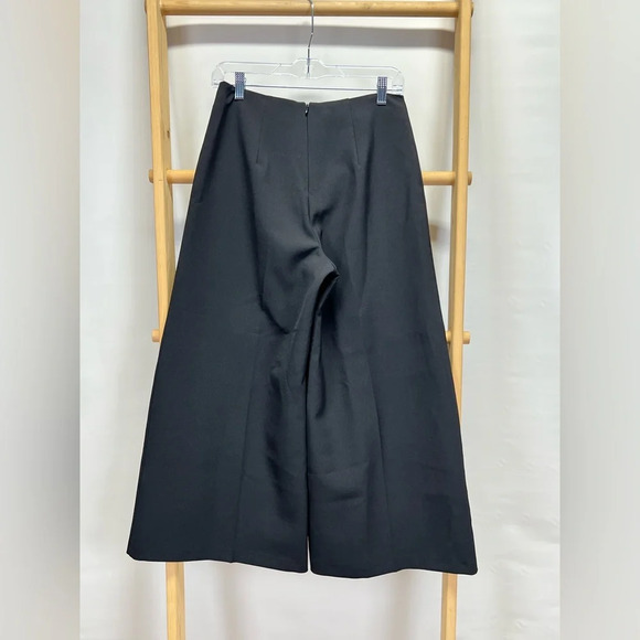 TOPSHOP Black lace front wide leg crop pants size 6 - Picture 8 of 13